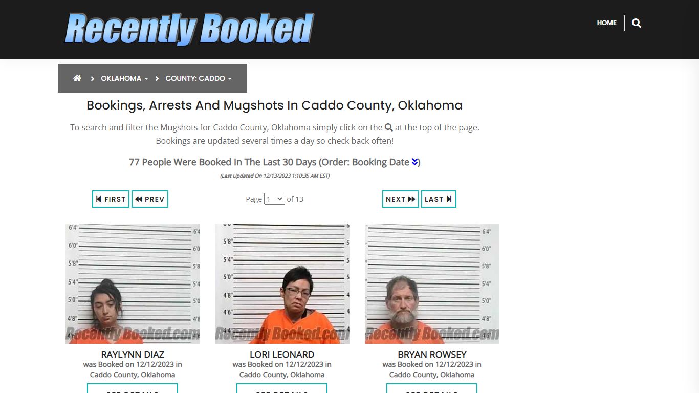 Bookings, Arrests and Mugshots in Caddo County, Oklahoma