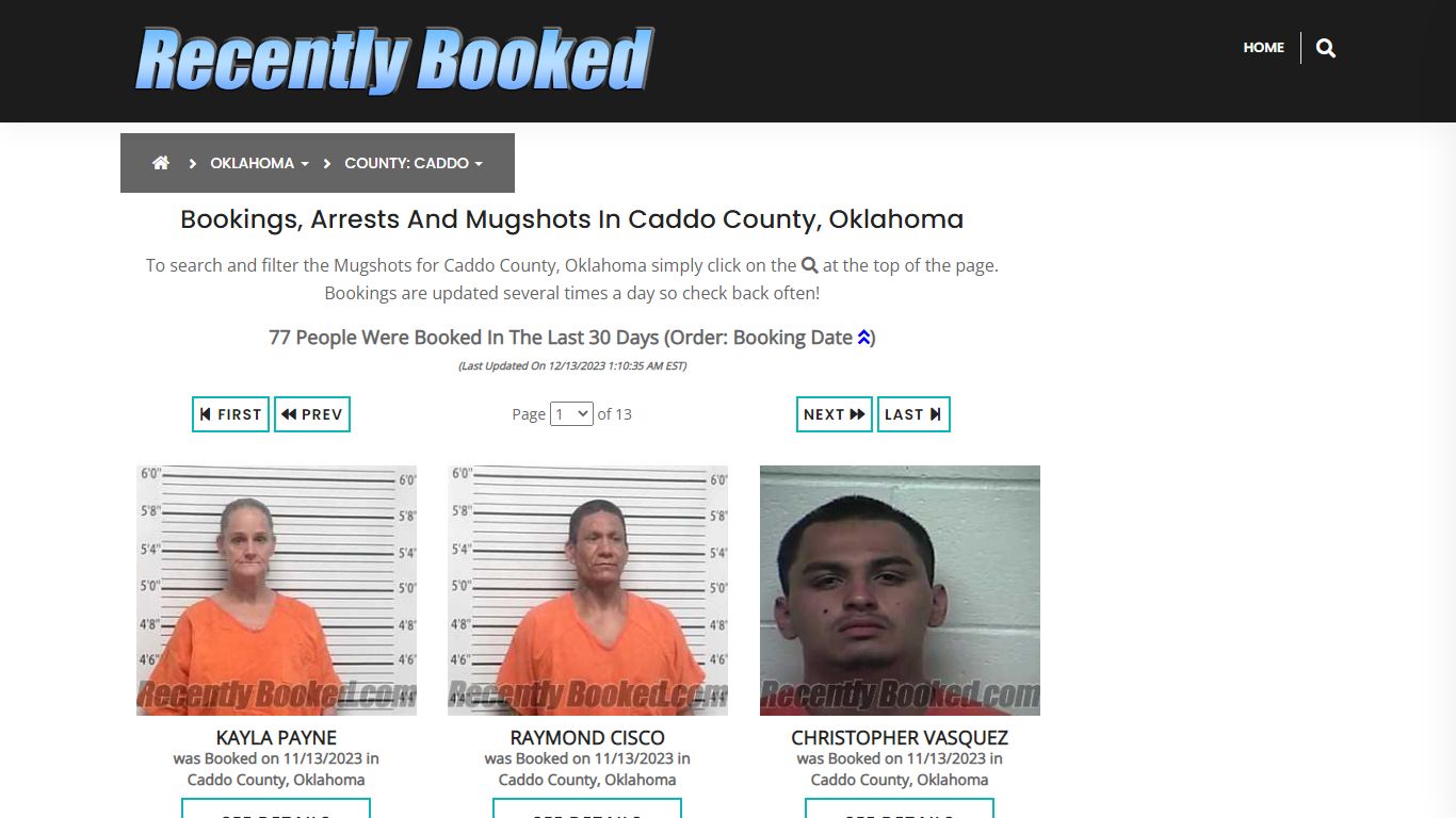 Bookings, Arrests and Mugshots in Caddo County, Oklahoma